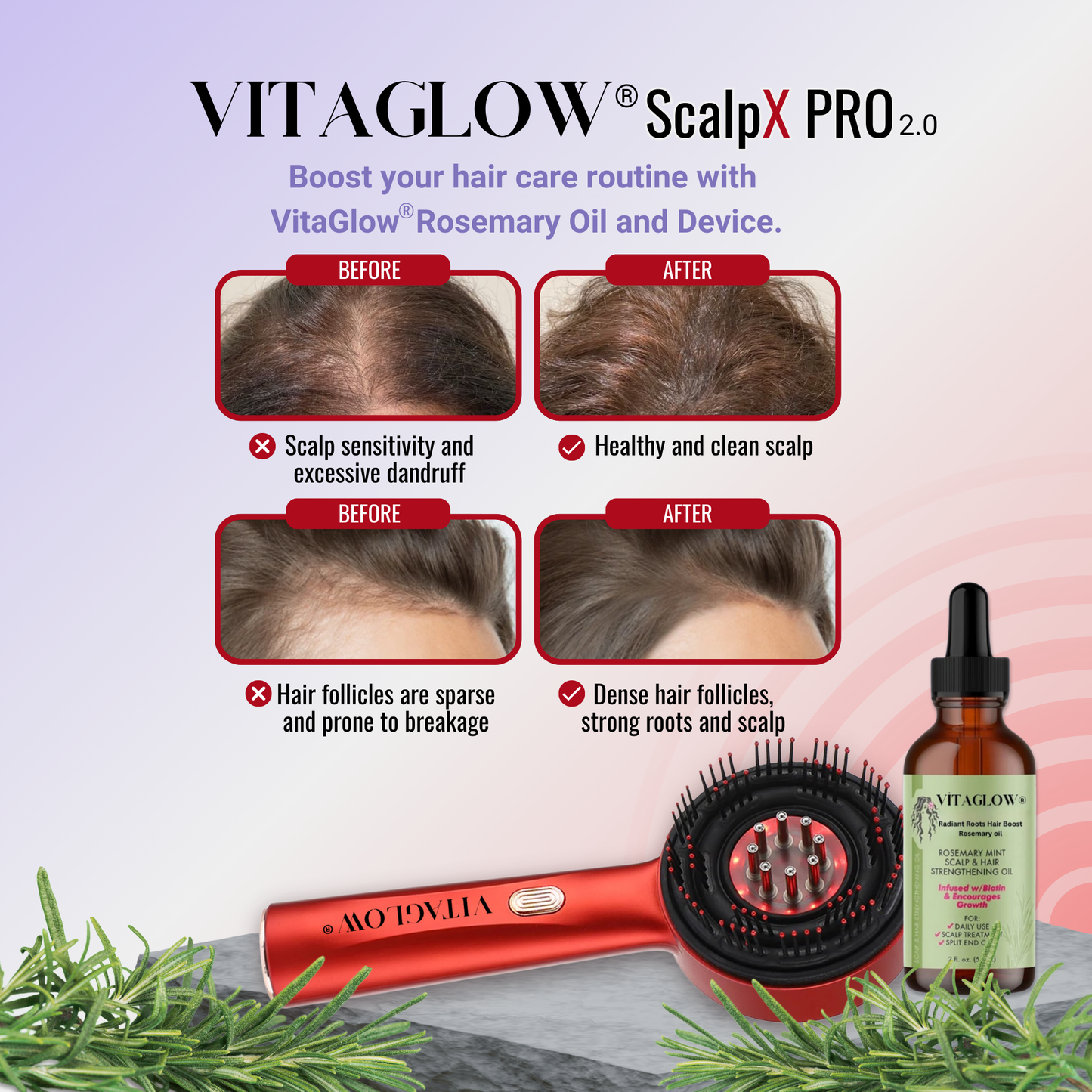 VITAGLOW® ScalpX Pro 2.0 | 6-IN-1 HAIR GROWTH COMB