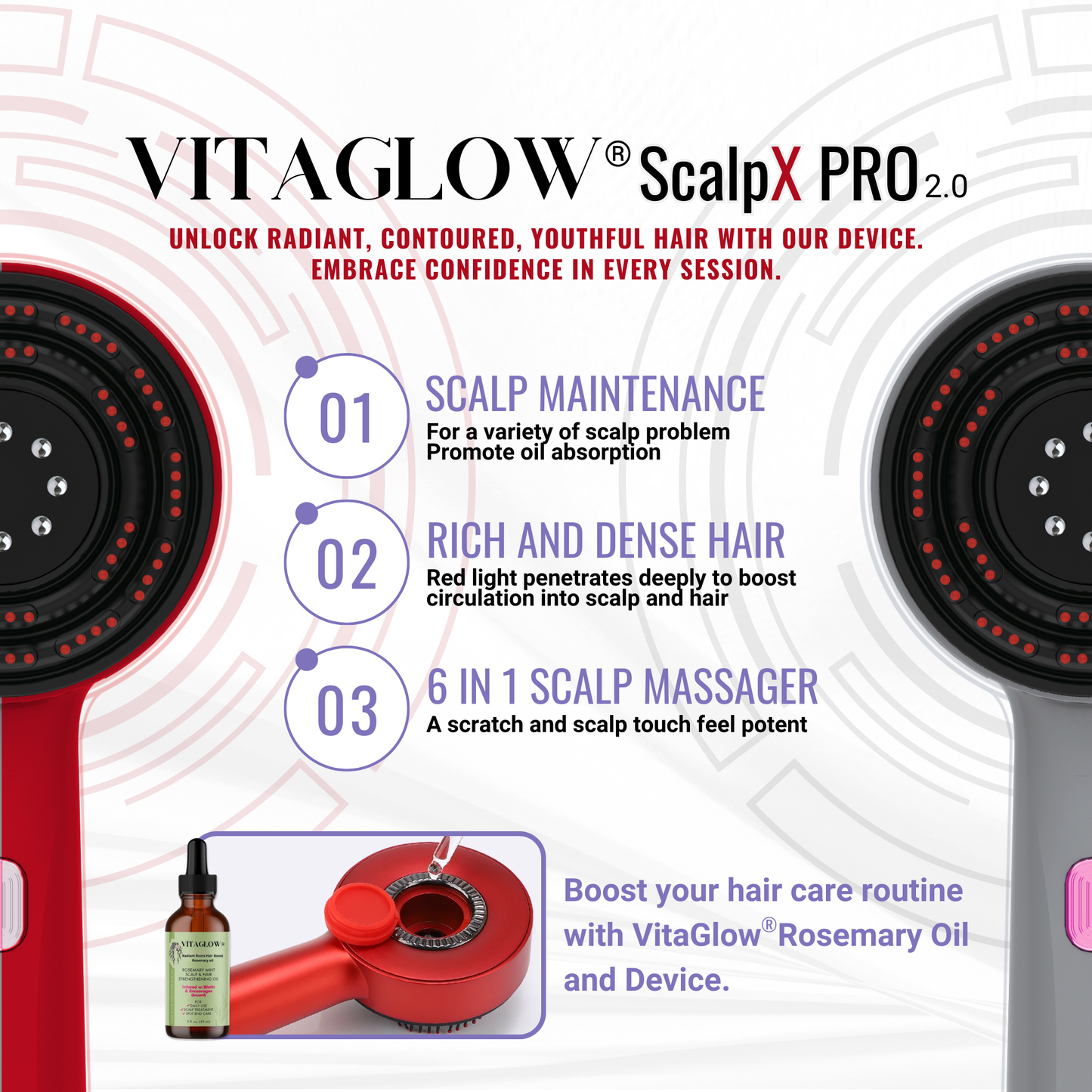 VITAGLOW® ScalpX Pro 2.0 | 6-IN-1 HAIR GROWTH COMB